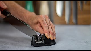 How to Sharpen a Knife with a PullThrough Sharpener  Quick and Easy Kitchen Knife Sharpening Tips [upl. by Drofnas513]