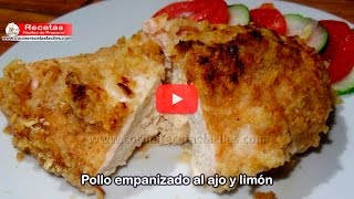 Receta de pollo empanizado al ajo y limón [upl. by Holds]