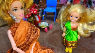 തടിയൻ198Barbie doll all day routine in indian village Barbie doll bedtime storyBarbies morning [upl. by Melisandra74]