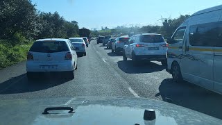 Heavy traffic congestion on the John Ross Parkway at Richards Bay in South Africa [upl. by Terle413]