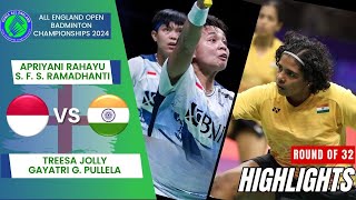 RahayuRamadhanti INA vs JollyPullela IND  R32  All England Open 2024 [upl. by Hgielsel493]