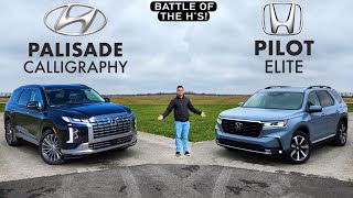 VETERAN or NEWCOMER  2024 Honda Pilot Elite vs Hyundai Palisade Calligraphy Comparison [upl. by Frulla]