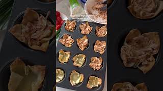 CHICKEN TACO WONTON CUPS 🔥day 9 of 10 high protein low calorie recipes healthy weightloss cook [upl. by Mcnamara]