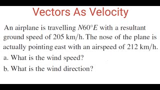 WIND SPEED amp Direction For Given Resultant Ground Velocity amp Airspeed [upl. by Eednil]