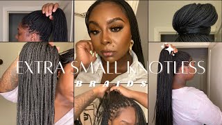 EXTRA SMALL LIGHTWEIGHT KNOTLESS BRAIDS knotlessbraids summerhair blackhairstyle [upl. by Yznil]