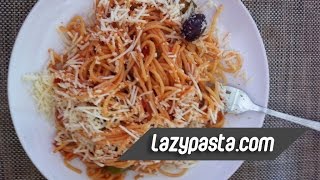 Spaghetti with olives in tomato sauce  easy pasta recipes by Lazy Pasta [upl. by Nimrac]