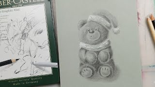 Christmas Teddy Baer Graphite Drawing  Faber Castell Pitt Graphite Matt Drawing  TimeLapse [upl. by Ahseinar306]