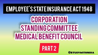 Corporation Standing Committee Medical Benefit Council  ESI Act 1948 labourlaw [upl. by Ariajaj]