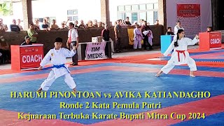 HARUMI PINONTOAN vs AVIKA KATIANDAGHO Ronde 2 Kata Pemula Putri Karate Bupati Mitra Cup 2024 [upl. by Oballa251]