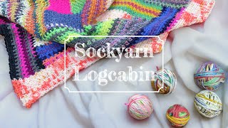 ソックヤーン🧦よね編みログキャビン【かぎ針編み／crochet／編み方動画】 [upl. by Nyrak]