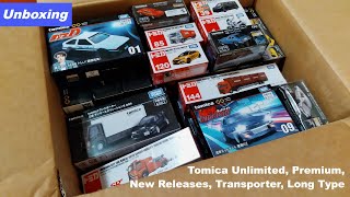 Unboxing 20 Tomica Cars  Unlimited Premium New Releases Transporter Long Type Initial D etc [upl. by Akiemahs]