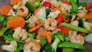 SHRIMP AND VEGETABLES STIR FRYRESTAURANT STYLE STIR FRY RECIPE [upl. by Otilrac]