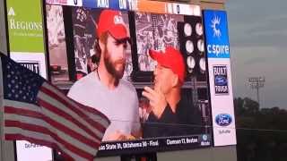 Liam Hemsworth and Woody Harrelson  Hotty Toddy Cheer [upl. by Eedia]