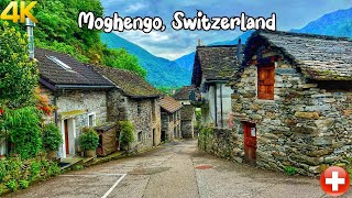 Moghegno Switzerland walking tour 4K  A unique charming Swiss village in Maggia valley [upl. by Kyred]