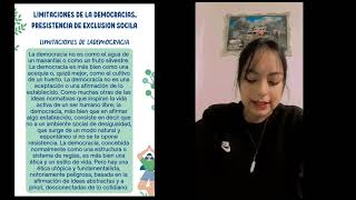 LIMITACIONES DE LA DEMOCRACIA PERSISTENCIA DE EXCLUSIÓN SOCIAL GRUPO NRO4 [upl. by Burnham871]