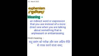 euphemism‍ meaning in hindi।euphemism meaning in English synonyms of euphemis। ANTONYMS Of euphemism [upl. by Finley]