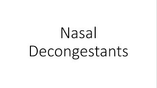 Nasal Decongestants  Pharmacology [upl. by Karry]