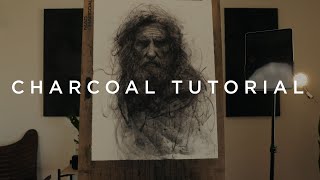 How To Draw With Charcoal  Realistic Portrait Drawing [upl. by Lirret614]