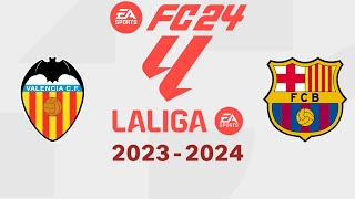 Valencia vs Barcelona  Estadio Mestalla  202324 La Liga  EA FC 24 [upl. by Robbins]