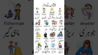 Professions Names in English with Urdu Meanings Image explanation Learn Jobs Vocabulary [upl. by Cordova]