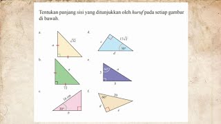 Tentukan panjang sisi yang ditunjukkan oleh huruf pada setiap gambarPhytagoras perbandingan sudut [upl. by Bea603]