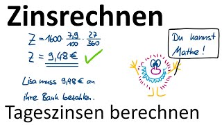 Zinsrechnen 1 – Tageszinsen berechnen [upl. by Agosto144]