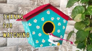 How to make a bird house using cardboard  DIY  easy craft  school project  bird home [upl. by Alohs973]