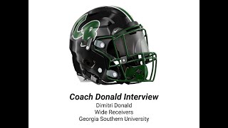 Interview  Dimitri Donald  Georgia Southern Univ [upl. by Gloriane323]