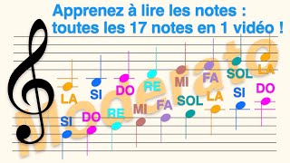 Do Ré…Si  Clé de Sol vitesse MODERATO  Apprendre à lire toutes les 17 Notes avec 1 seule vidéo [upl. by O'Kelly449]