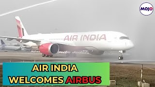 Air Indias Fleet Revolution  Amid Fanfare amp Water Jets Airbus A350 Lands In Delhi [upl. by Atiuqehc148]