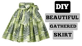 How to make a Summer Gathered skirt  fully lined  DIY  gathered skirt with bow band [upl. by Attelliw]