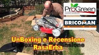 UnBoxing e Recensione rasaerba della ProGreen mod PY 16 C da 150 euro al Bricoman [upl. by Shifrah930]