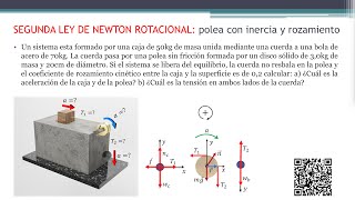 SEGUNDA LEY DE NEWTON ROTACIONAL polea con masa y dos bloques calcular las tensiones y aceleración [upl. by Akyeluz]