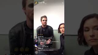 Caity LotzChyler Leigh and Stephen Amell on Insta Live [upl. by Kenison]