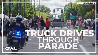 Video shows truck driving through Portland Grand Floral Parade route [upl. by Elamrej106]