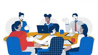 Diverse colleagues conversation around table cartoon animation [upl. by Yerahcaz]