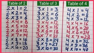 Learn Table of 2  3  4  Table of 3  Table of 4  Multiplication Table of 2 and 3  123 [upl. by Malsi707]