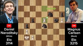 GM Daniel Naroditsky Struggles Against Magnus Carlsen [upl. by Anyl]