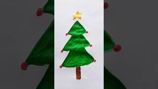 Christmas Tree 🎄 Acrylic Painting For Kids christmas tree painting trending shorts viralvideo [upl. by Moskow]