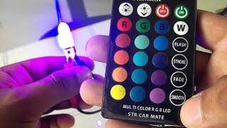 COMO SON LOS LEDS T10 UNBOXING MULTICOLOR CON CONTROL REMOTO Para MOTOCICLETA MERCADO LIBRE [upl. by Bysshe258]