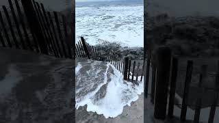 Waves breach dunes in North Wildwood at the Jersey Shore newjersey weather beach flood [upl. by Hairakcaz]