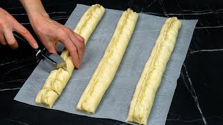 Puff pastry with 3 kinds of fillings Quick appetizer for any event [upl. by Nay968]