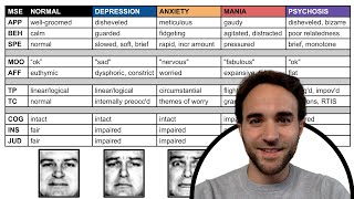 Mental Status Exam Archetypes Depression Anxiety Mania Psychosis [upl. by Suiramaj]