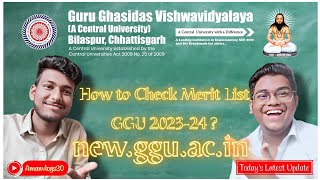 Ggu Merit List Check kaise kare  How to check Merit List Ggu  All Department Merit List [upl. by Zabrine521]