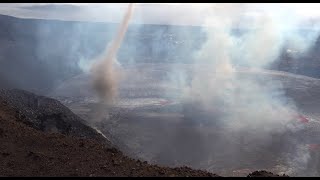 Video of vortex in Halema‘uma‘u crater Kīlauea summit eruption  June 7 2023 [upl. by Ydnyl518]