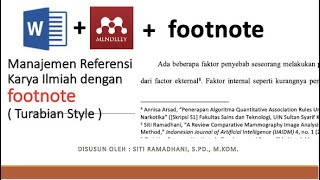 TUTORIAL CATATAN KAKI atau FOOTNOTE OTOMATIS PADA MENDELEY  turabian style footnotes [upl. by Euqinue]