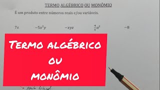 TERMO ALGÉBRICO OU MONÔMIO  AULA 13 [upl. by Renmus]