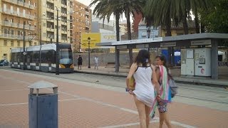 Valencia Airport Metro 5 from Beach amp Port [upl. by Aicinad]