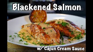 How To Cook Salmon  Blackened Salmon w Cajun Cream Sauce Recipe Salmon MrMakeItHappen [upl. by Roger]