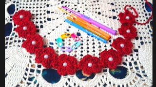 Crochet Floral Cord  Tutorial  Five Petal Flower Cord [upl. by Imim]